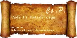 Csáki Patrícius névjegykártya
